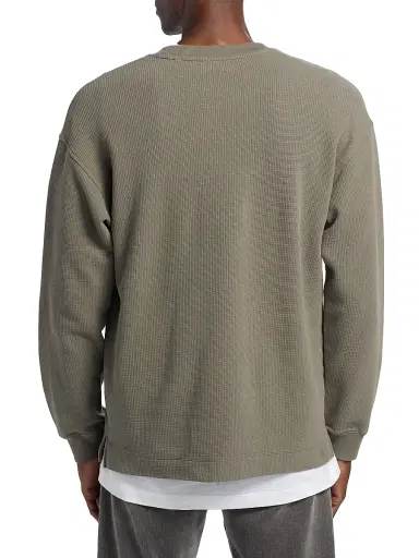 FRAME Men's Waffle-Textured Crewneck T-Shirt - Smoky Green | Thumbnail 5