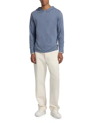 Vince Men's Fine Slub Double-Layer Cotton Hoodie - Hawk Blue Coyote | Thumbnail 2 Vince Men's Fine Slub Double-Layer Cotton Hoodie - Hawk Blue Coyote | Thumbnail 2