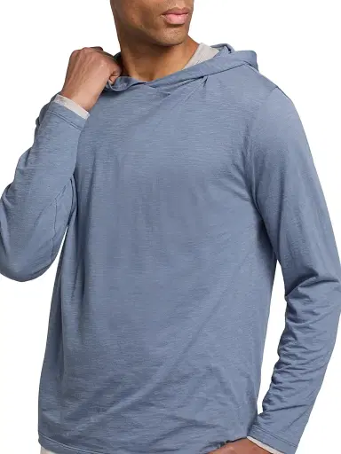 Vince Men's Fine Slub Double-Layer Cotton Hoodie - Hawk Blue Coyote | Thumbnail 6 Vince Men's Fine Slub Double-Layer Cotton Hoodie - Hawk Blue Coyote | Thumbnail 6