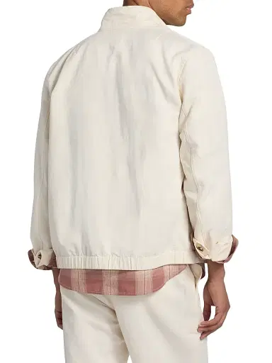 Vince Men's Cotton-Linen Bomber Jacket - Blanco | Thumbnail 5 Vince Men's Cotton-Linen Bomber Jacket - Blanco | Thumbnail 5