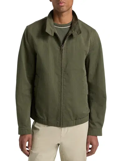 Vince Men's Cotton-Linen Bomber Jacket - Coulter Green | Thumbnail 3 Vince Men's Cotton-Linen Bomber Jacket - Coulter Green | Thumbnail 3