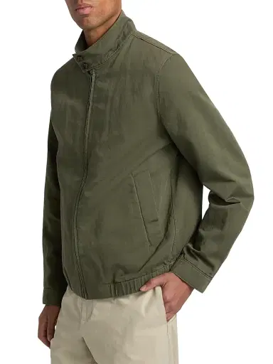 Vince Men's Cotton-Linen Bomber Jacket - Coulter Green | Thumbnail 4 Vince Men's Cotton-Linen Bomber Jacket - Coulter Green | Thumbnail 4