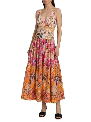 Farm Rio Women's Ligia Floral Tiered Maxi Dress - Size XL | Thumbnail 2