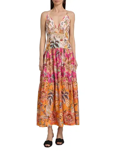 Farm Rio Women's Ligia Floral Tiered Maxi Dress - Size XL | Thumbnail 3