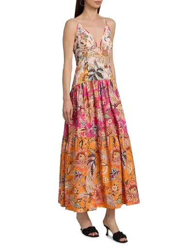 Farm Rio Women's Ligia Floral Tiered Maxi Dress - Size XL | Thumbnail 4