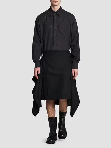Alexander McQueen Men's Uniform Wool-Blend Wrap Skirt - Black - Size 44 | Thumbnail 2 Alexander McQueen Men's Uniform Wool-Blend Wrap Skirt - Black - Size 44 | Thumbnail 2