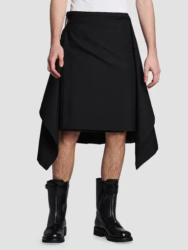 Alexander McQueen Men's Uniform Wool-Blend Wrap Skirt - Black - Size 44 | Thumbnail 3 Alexander McQueen Men's Uniform Wool-Blend Wrap Skirt - Black - Size 44 | Thumbnail 3