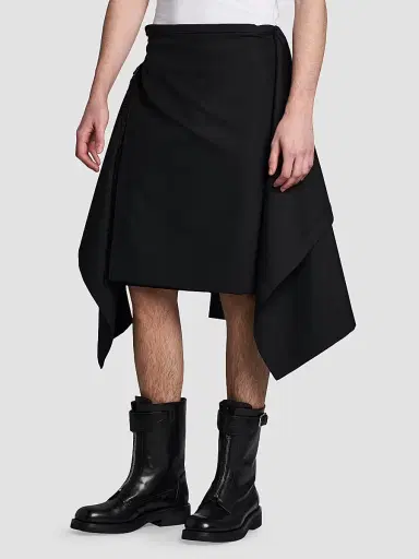 Alexander McQueen Men's Uniform Wool-Blend Wrap Skirt - Black - Size 44 | Thumbnail 4 Alexander McQueen Men's Uniform Wool-Blend Wrap Skirt - Black - Size 44 | Thumbnail 4