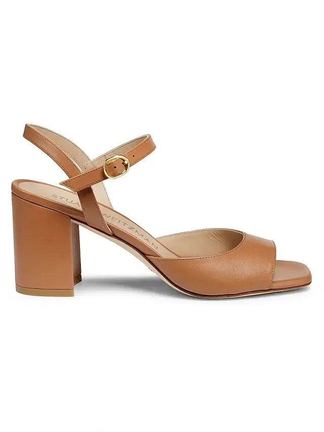 Stuart Weitzman Women's Tia 75MM Leather Sandals - Tan