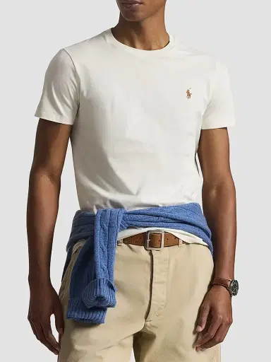 Polo Ralph Lauren Men's Custom-Slim-Fit Jersey Crewneck T-Shirt - Parchment Cream | Thumbnail 4