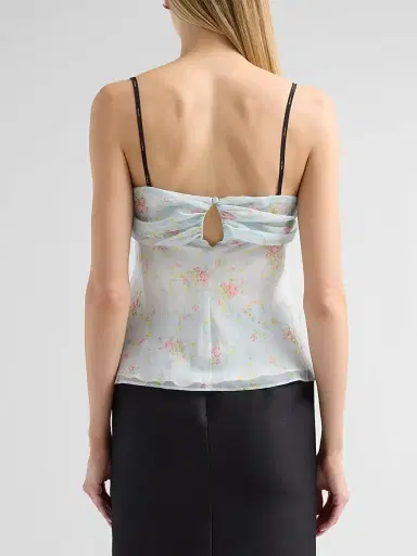 Marc Jacobs Women's Blurred Floral Bow Top - Mist Blue Multi - Size XS | Thumbnail 3