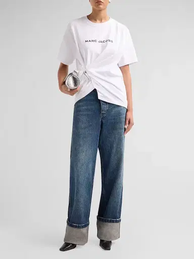 Marc Jacobs Women's Pop J Marc Logo Drape Boxy T-Shirt - White | Thumbnail 2