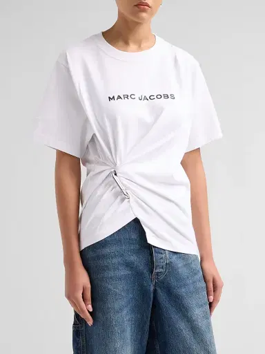 Marc Jacobs Women's Pop J Marc Logo Drape Boxy T-Shirt - White | Thumbnail 4