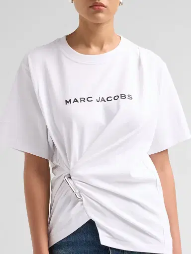 Marc Jacobs Women's Pop J Marc Logo Drape Boxy T-Shirt - White | Thumbnail 5