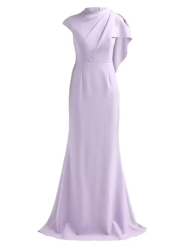 Teri Jon by Rickie Freeman Women's Asymmetric Drape Cape Gown - Lavender