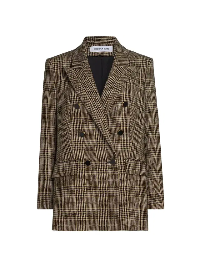 Veronica Beard Women's Rhys Dickey Houndstooth Double-Breasted Jacket - Black Multi