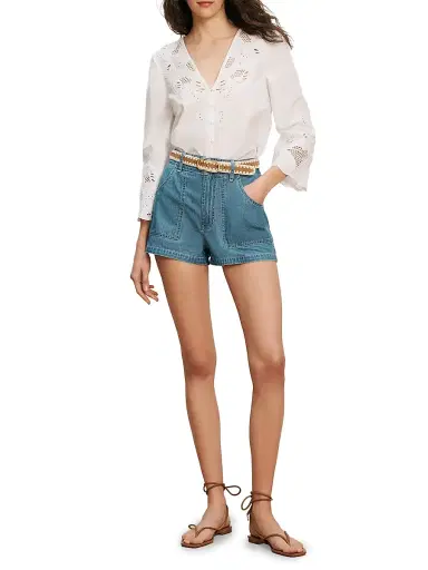 Veronica Beard Women's Suniva Eyelet Cotton Top | Thumbnail 2 Veronica Beard Women's Suniva Eyelet Cotton Top | Thumbnail 2