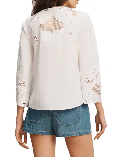 Veronica Beard Women's Suniva Eyelet Cotton Top | Thumbnail 4 Veronica Beard Women's Suniva Eyelet Cotton Top | Thumbnail 4