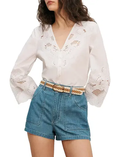 Veronica Beard Women's Suniva Eyelet Cotton Top | Thumbnail 5 Veronica Beard Women's Suniva Eyelet Cotton Top | Thumbnail 5