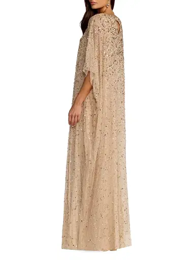 Mac Duggal Women's Embellished Mesh Caftan Maxi Dress - Gold - Size XL | Thumbnail 2