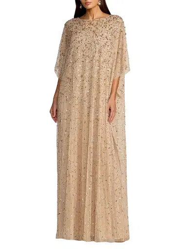 Mac Duggal Women's Embellished Mesh Caftan Maxi Dress - Gold - Size XL | Thumbnail 1