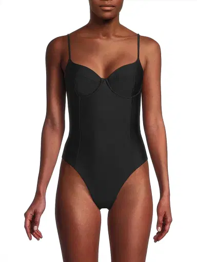 Ramy Brook Women's Jayda Bustier One-Piece Swimsuit - Black - Size Large | Thumbnail 3
