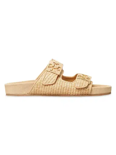 Tory Burch Women's Mellow Raffia Buckle Sandals - Havana Sand - Size 9.5 | Thumbnail 1
