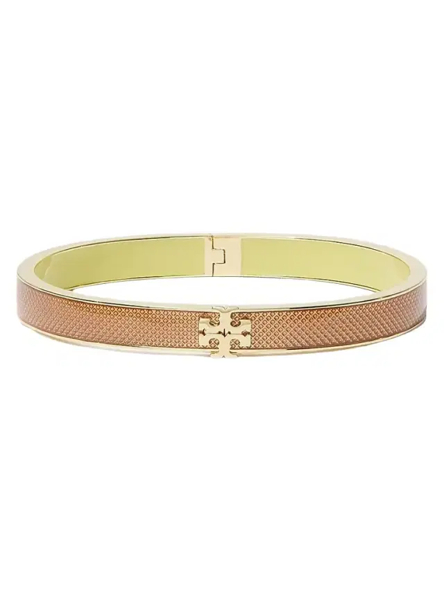 Women's Icon 18K-Gold-Plated & Guilloché Enamel Bangle - Tory Gold Rose