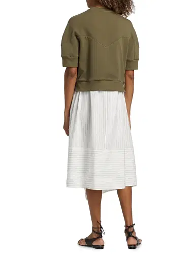 3.1 Phillip Lim Women's French Terry & Striped Poplin Mixed-Media Midi-Dress - Burnt Olive - Size Large | Thumbnail 5 3.1 Phillip Lim Women's French Terry & Striped Poplin Mixed-Media Midi-Dress - Burnt Olive - Size Large | Thumbnail 5