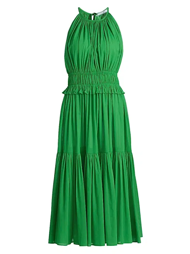 Derek Lam 10 Crosby Women's Sloane Shirred Cotton Midi-Dress - Online Lime
