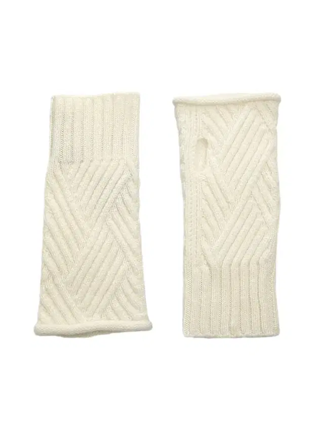 Saks Fifth Avenue Women's Cabel-Knit Ribbed Trim Fingerless Gloves
