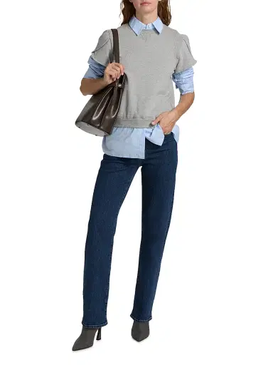 3.1 Phillip Lim Women's Tulip-Sleeve Cotton Terry Top - Grey Melange | Thumbnail 2 3.1 Phillip Lim Women's Tulip-Sleeve Cotton Terry Top - Grey Melange | Thumbnail 2
