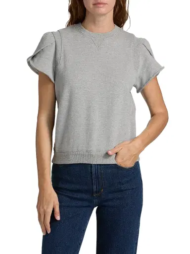 3.1 Phillip Lim Women's Tulip-Sleeve Cotton Terry Top - Grey Melange | Thumbnail 3 3.1 Phillip Lim Women's Tulip-Sleeve Cotton Terry Top - Grey Melange | Thumbnail 3