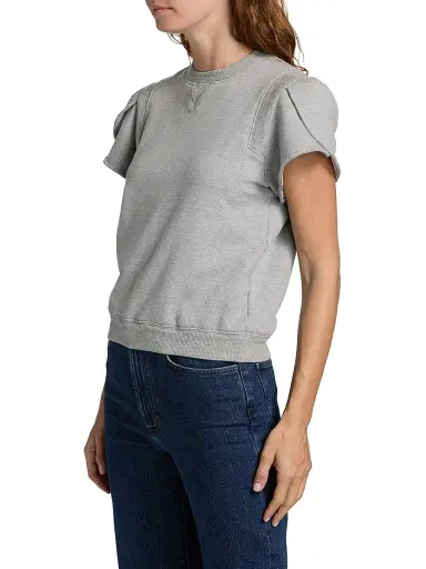 3.1 Phillip Lim Women's Tulip-Sleeve Cotton Terry Top - Grey Melange | Thumbnail 4 3.1 Phillip Lim Women's Tulip-Sleeve Cotton Terry Top - Grey Melange | Thumbnail 4