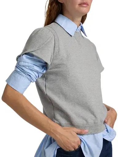 3.1 Phillip Lim Women's Tulip-Sleeve Cotton Terry Top - Grey Melange | Thumbnail 6 3.1 Phillip Lim Women's Tulip-Sleeve Cotton Terry Top - Grey Melange | Thumbnail 6