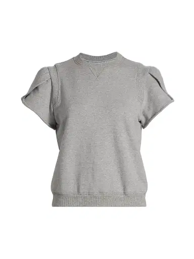 3.1 Phillip Lim Women's Tulip-Sleeve Cotton Terry Top - Grey Melange | Thumbnail 1 3.1 Phillip Lim Women's Tulip-Sleeve Cotton Terry Top - Grey Melange | Thumbnail 1