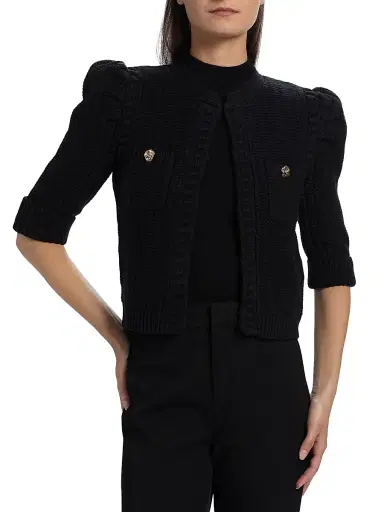 L'Agence Women's Delilah Cropped Textured Cardigan | Thumbnail 3 L'Agence Women's Delilah Cropped Textured Cardigan | Thumbnail 3