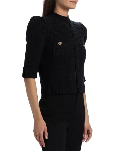 L'Agence Women's Delilah Cropped Textured Cardigan | Thumbnail 4 L'Agence Women's Delilah Cropped Textured Cardigan | Thumbnail 4