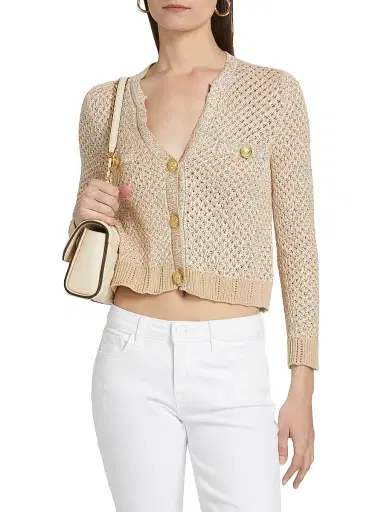 L'Agence Women's Blanca Knit Sequined Cardigan - Natural Multi Gold - Size XL | Thumbnail 3 L'Agence Women's Blanca Knit Sequined Cardigan - Natural Multi Gold - Size XL | Thumbnail 3