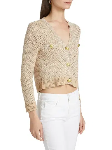 L'Agence Women's Blanca Knit Sequined Cardigan - Natural Multi Gold - Size XL | Thumbnail 4 L'Agence Women's Blanca Knit Sequined Cardigan - Natural Multi Gold - Size XL | Thumbnail 4