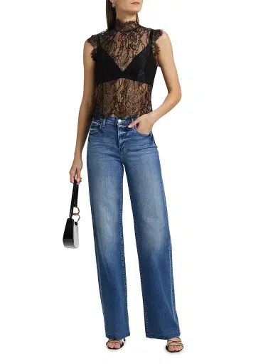 L'Agence Women's Tours Lace Sleeveless Top - Black - Size XL | Thumbnail 2
