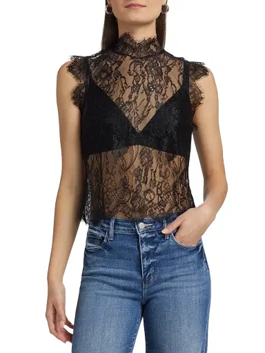 L'Agence Women's Tours Lace Sleeveless Top - Black - Size XL | Thumbnail 3