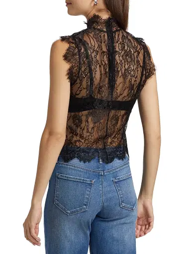 L'Agence Women's Tours Lace Sleeveless Top - Black - Size XL | Thumbnail 5