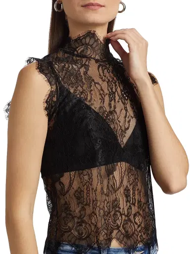 L'Agence Women's Tours Lace Sleeveless Top - Black - Size XL | Thumbnail 6