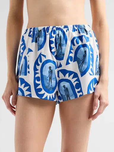 Staud Women's Paddle Printed Cotton Shorts - Paddle Out White - Size XL | Thumbnail 5