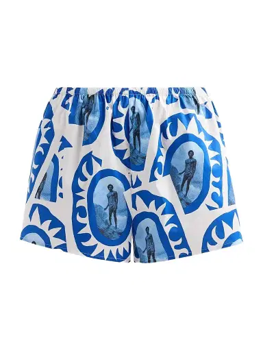 Staud Women's Paddle Printed Cotton Shorts - Paddle Out White - Size XL | Thumbnail 1