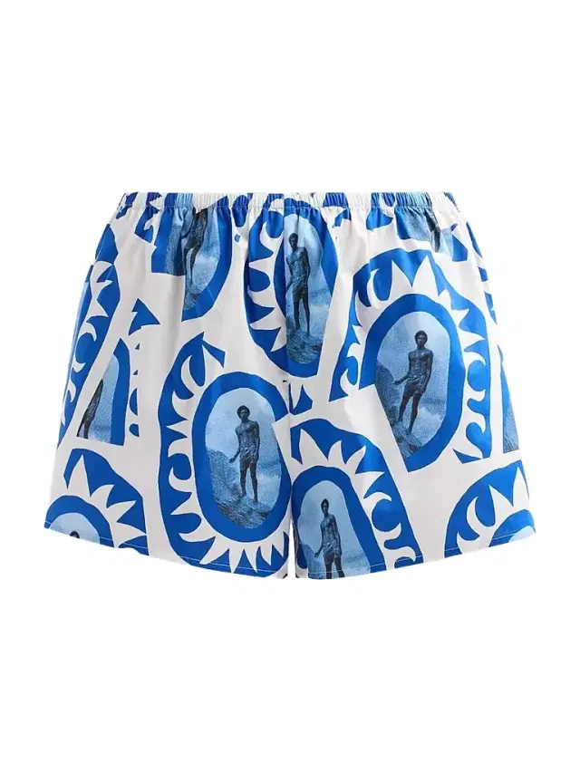 Women's Paddle Printed Cotton Shorts - Paddle Out White