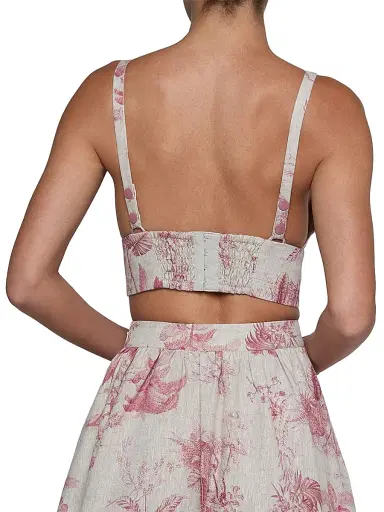 L'Agence Women's Kaori Tropical Toile Linen Bralette - Tan Textured Jungle - Size XXL | Thumbnail 5