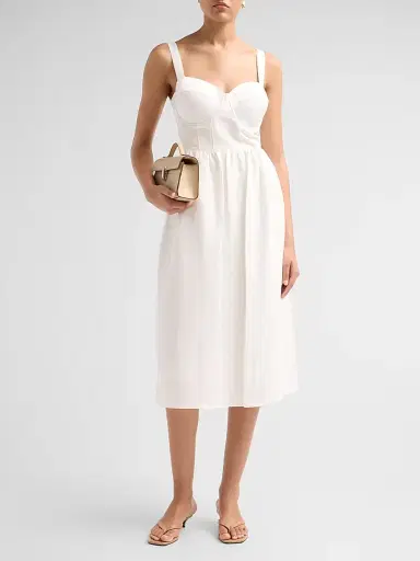 L'Agence Women's Tiani Bustier Linen-Blend Midi Dress | Thumbnail 2 L'Agence Women's Tiani Bustier Linen-Blend Midi Dress | Thumbnail 2