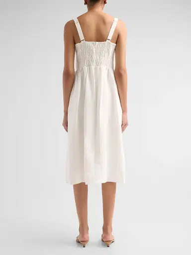 L'Agence Women's Tiani Bustier Linen-Blend Midi Dress | Thumbnail 3 L'Agence Women's Tiani Bustier Linen-Blend Midi Dress | Thumbnail 3